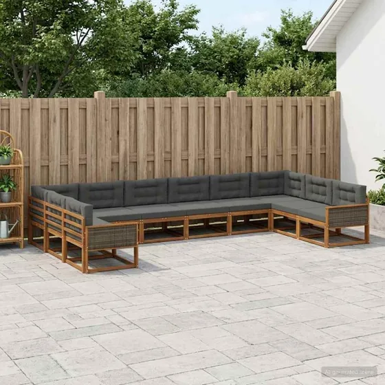 vidaXL Udendørs Sofagruppe 10 dels Naturlig/Antracit