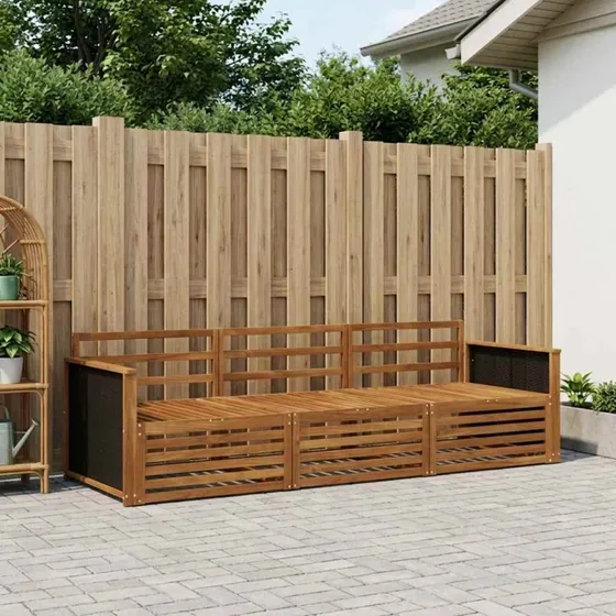 vidaXL Udendørs Sofagruppe 3 pcs Naturfarvet Massivt Akacietræ