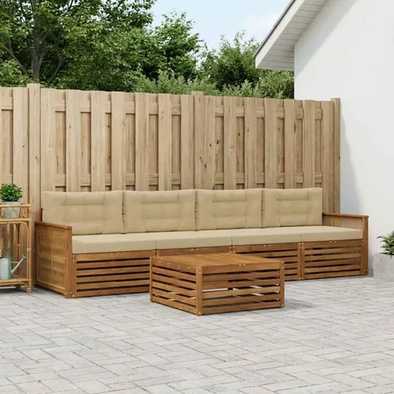 vidaXL Udendørs Sofagruppe 5-pcs Naturlig/Beige i Akacietræ