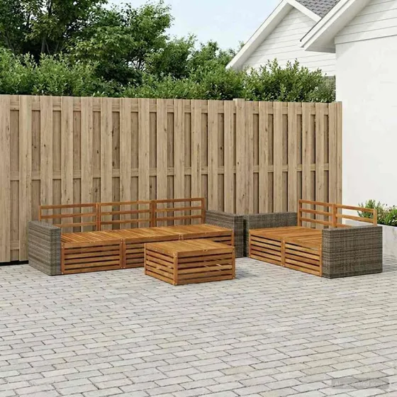 vidaXL Udendørs Sofagruppe 6 pc Naturakacietræ