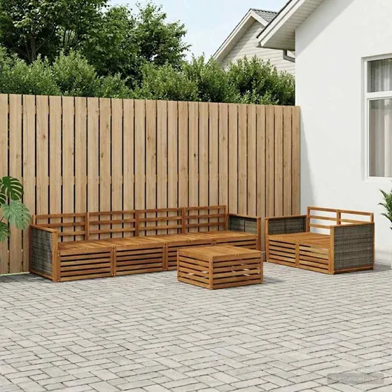 vidaXL Udendørs Sofagruppe 7 pcs Natur Akacietræ