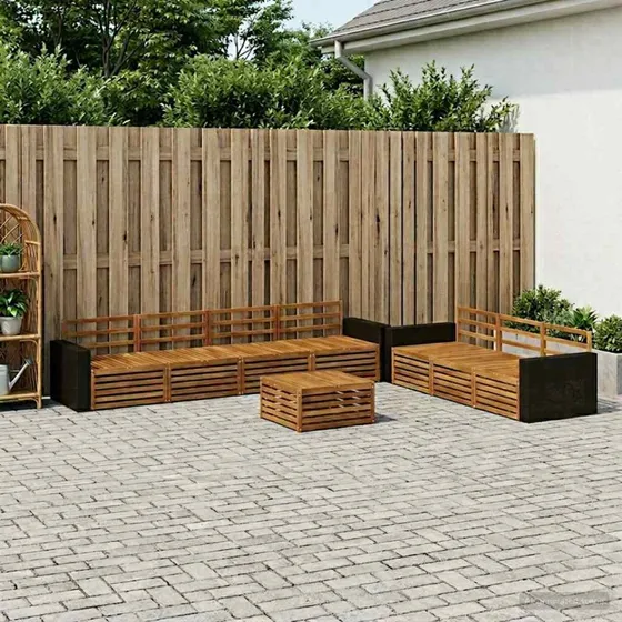 vidaXL Udendørs Sofagruppe 8 pc Natur Akacietræ 79x79x37 cm