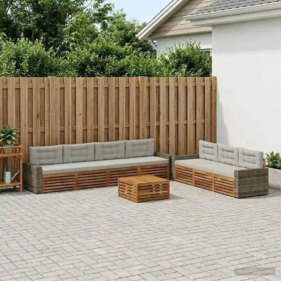 vidaXL Udendørs Sofagruppe 8 pc Natur/Lysegrå Akacietræ