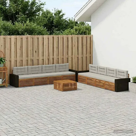 vidaXL Udendørs Sofagruppe 9 pcs Natur/lysegrå Akacietræ