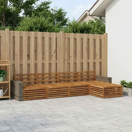 vidaXL Udendørs Sofagruppe 5 pc Naturfarvet Massivt Akacietræ