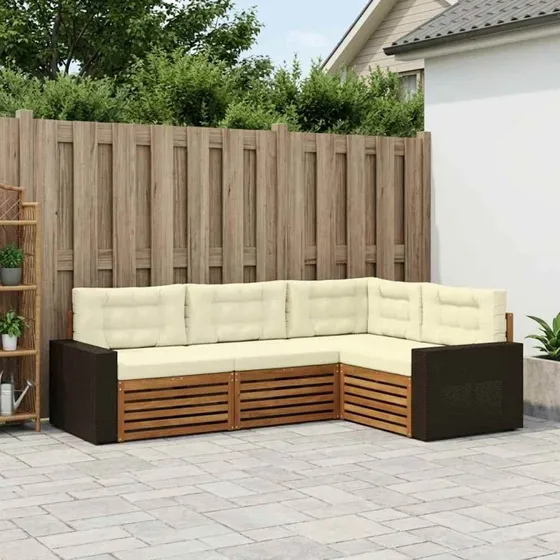 vidaXL Udendørs Sofagruppe 4-pers. Naturlig/Fløde
