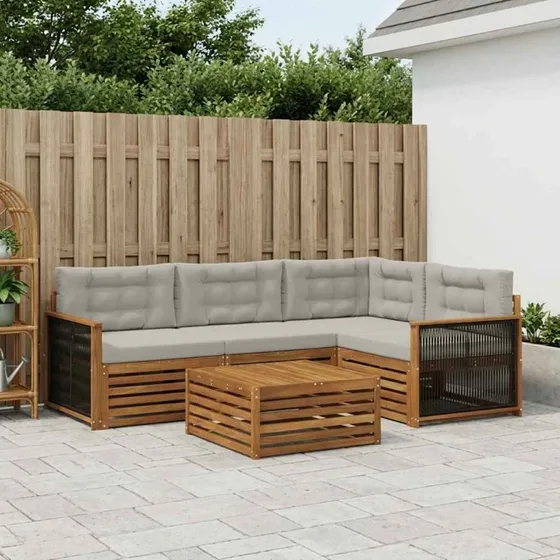 vidaXL Udendørs Sofagruppe 5-pces Natur/Lysegrå