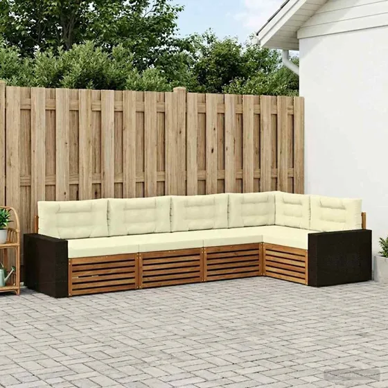 vidaXL Udendørs Sofagruppe 5-pers. Naturlig/Fløde 331 x 172,5 x 73 cm
