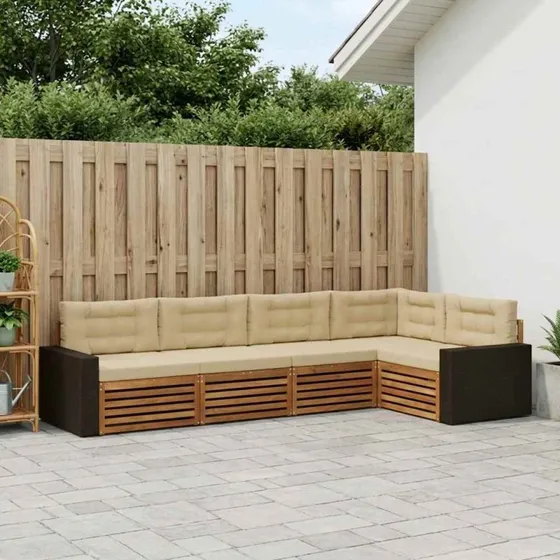 vidaXL Udendørs Sofagruppe 5-pers. Akacietræ Naturlig/Beige 331 x 172,5 x 73 cm