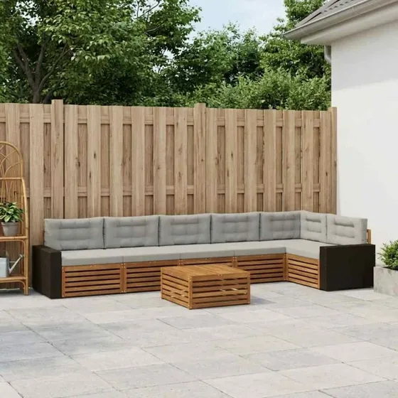 vidaXL Udendørs Sofagruppe 7 pcs Akacietræ Natur/Lysegrå
