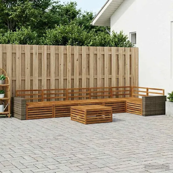 vidaXL Udendørs Sofagruppe 7 pc Natur akacietræ 79x79x37 cm