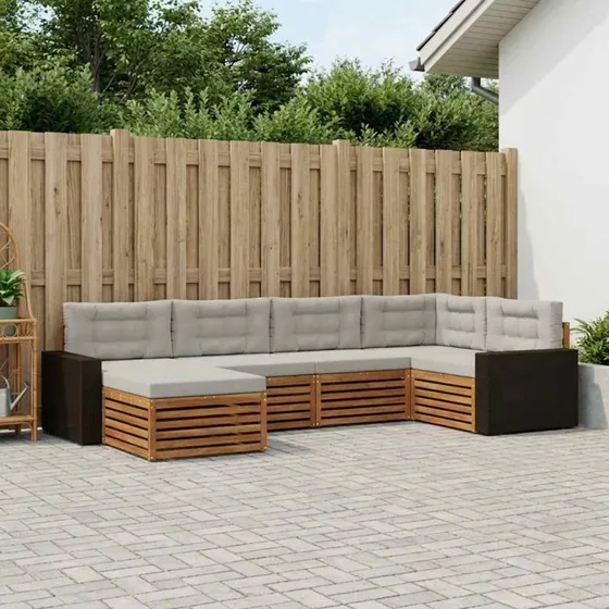 vidaXL Udendørs Sofagruppe 6 pcs Akacietræ Natur/Lysegrå