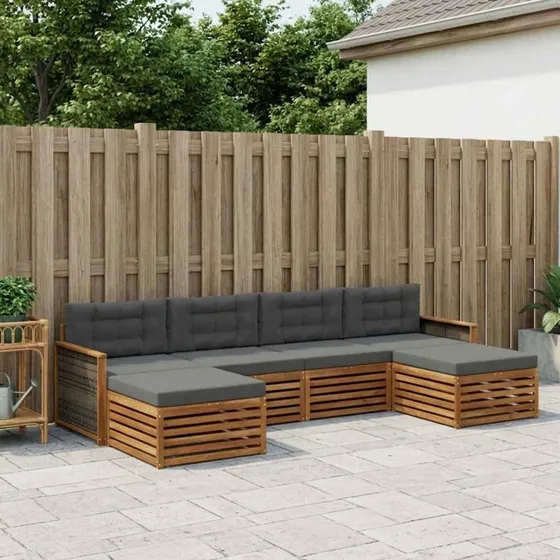 vidaXL Modulært sofasæt 6-del i massivt akacietræ med puder