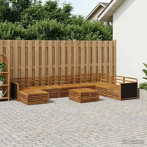 vidaXL Udendørs Sofagruppe 9 pcs Natur Akacietræ