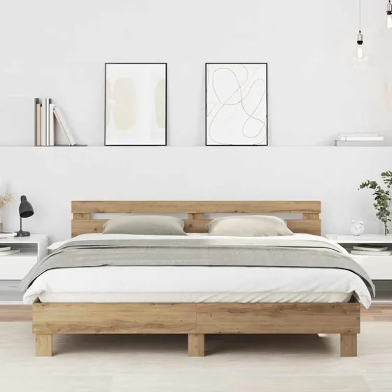 vidaXL Sengestel Artisan Egetræ 203 x 185 x 70 cm