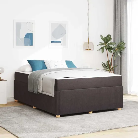 vidaXL Sengestel med madras, Mørk Brun, 160 x 200 cm