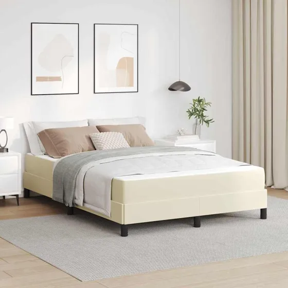 vidaXL Sengestel med madras Creme 160x200 cm