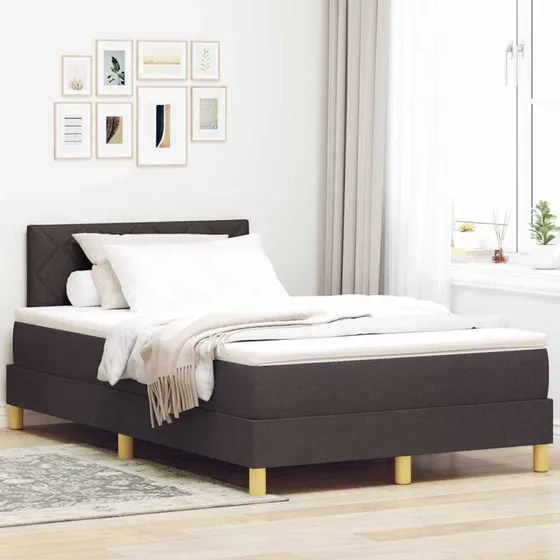 vidaXL LED Box Spring Bed med Hovedgærde, Mørk Brun, 120 x 200 cm