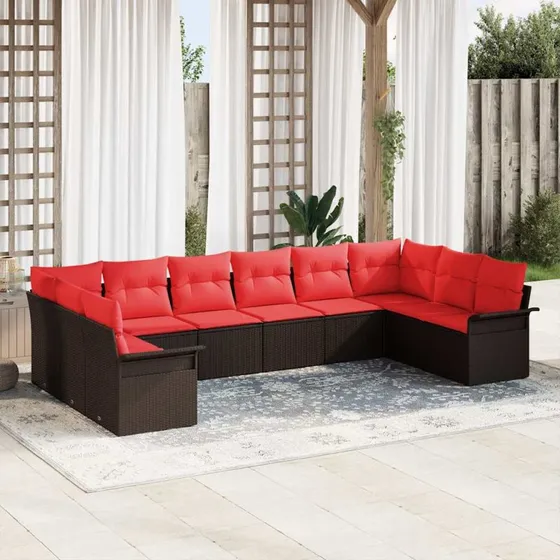 vidaXL Havesofa Sæt 10 pers. med Opbevaring, Beige Polyrattan