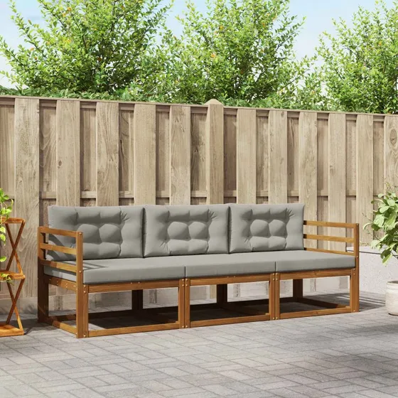 vidaXL Udendørs Sofagruppe 3 pc Naturlig/Lys Grå