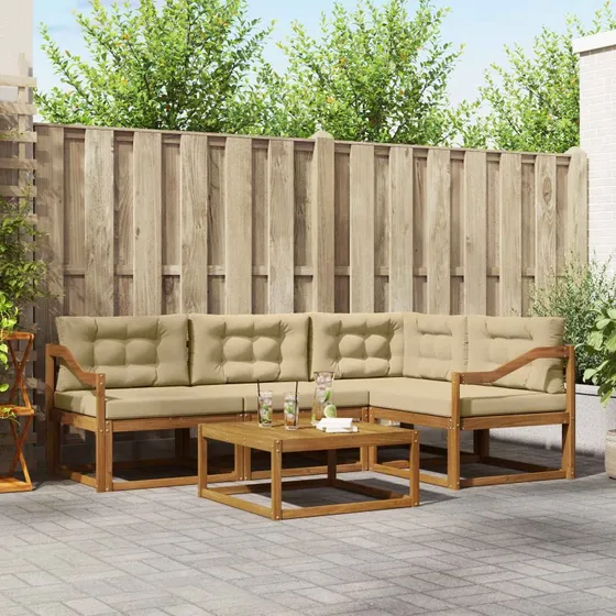 vidaXL Udendørs Sofagruppe 5-pces Naturlig/Beige i Akacietræ