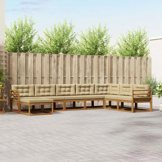 vidaXL Udendørs Sofagruppe 8 pcs Naturlig/Beige i Akacietræ