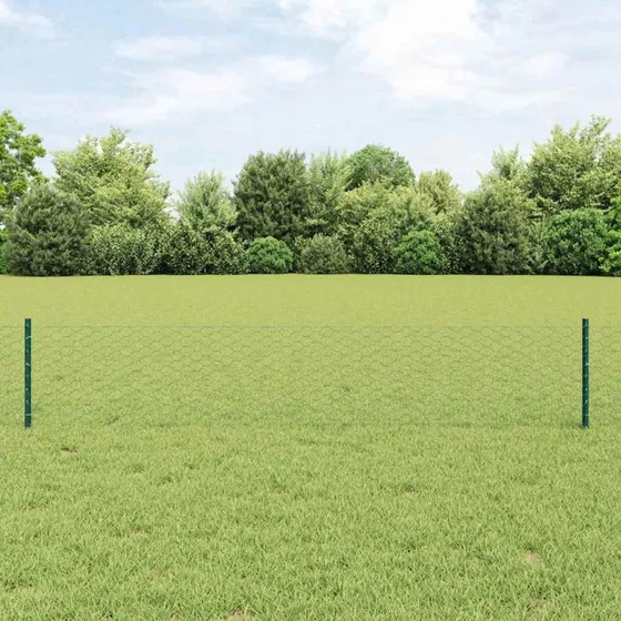 vidaXL Sekskantet hegn 10 x 0,4 m grønt PVC-belagt stål