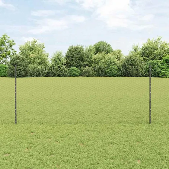 vidaXL Sekskantet Hejn 10 x 1 m Grå PVC-belagt Stål
