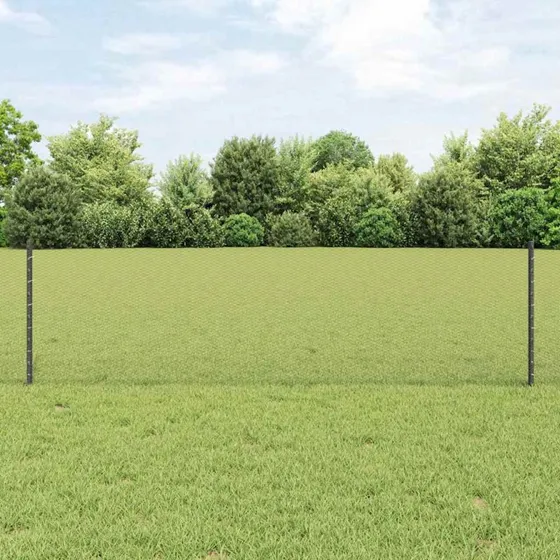 vidaXL Sekskantet hegn 25 x 0,6 m grå PVC-belagt stål