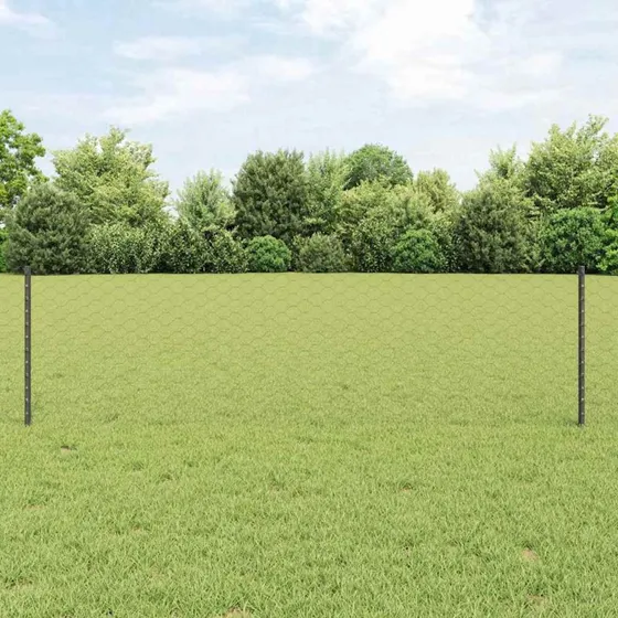 vidaXL Sekskantet Hejn 25 x 0,6 m PVC-belagt Stål Grå