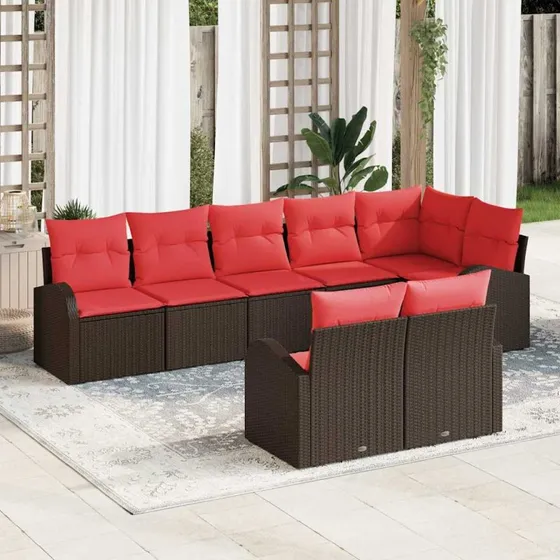 vidaXL Havesofa Sæt Brun Polyrattan, Modulært til 8 Personer