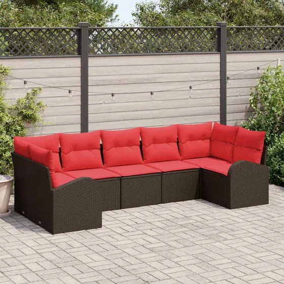 vidaXL Modulær Havesofa Sæt 7-pers. Brun Poly Rattan