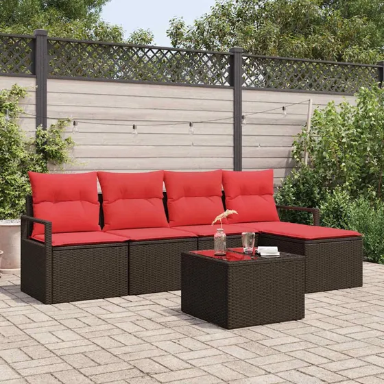 vidaXL Modulært Sofa Sæt 6-del, Brun PolyRattan