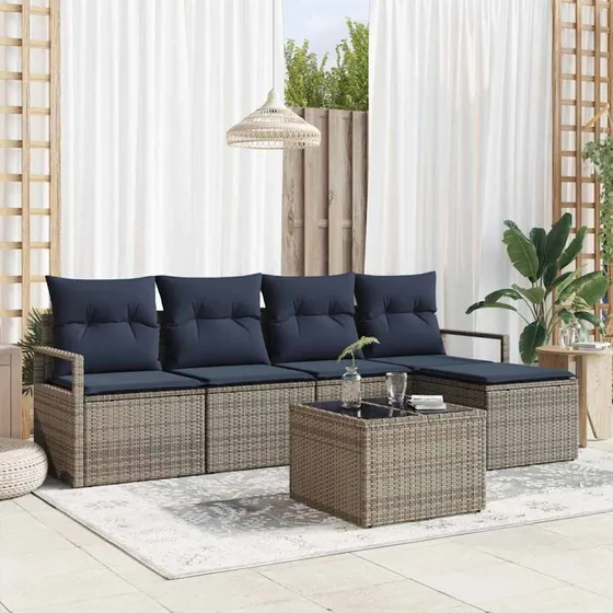 vidaXL Grå Poly Rattan Sofa Sæt 6-del, Modulært