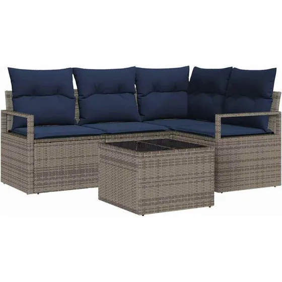 vidaXL 5-deligt gråt polyrattan havesofa-sæt, modulært