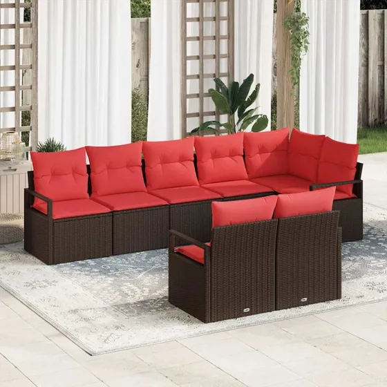vidaXL 8-pers. modulær sofa i brun polyrattan