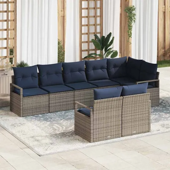 vidaXL Modulært Sofa Sæt 8-Personer Grå Polyrattan