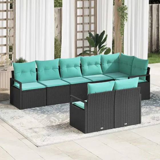 vidaXL 8-pers. modulært sofasæt i sort polyrattan