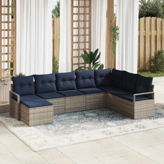 vidaXL Grå PolyRattan Sofa Sæt 8 Deler