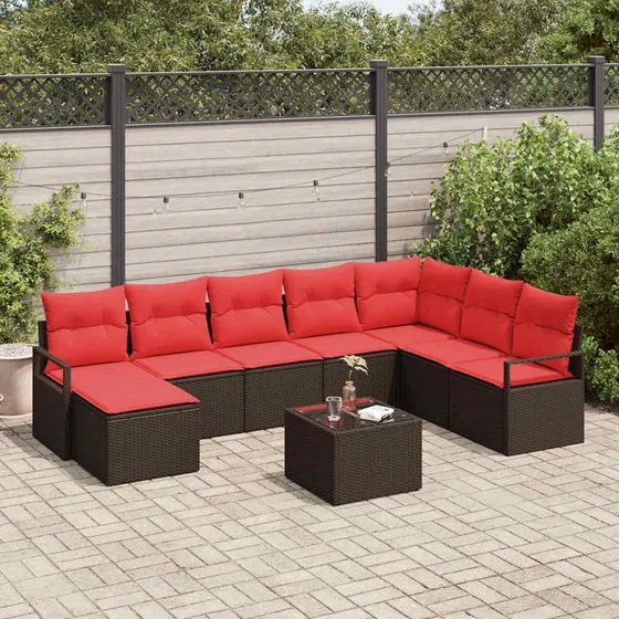 vidaXL Sofa-sæt 9-del, brun polyrattan, modulært
