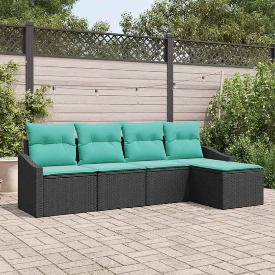 vidaXL Sofa Sæt 5 pcs Sort PolyRattan