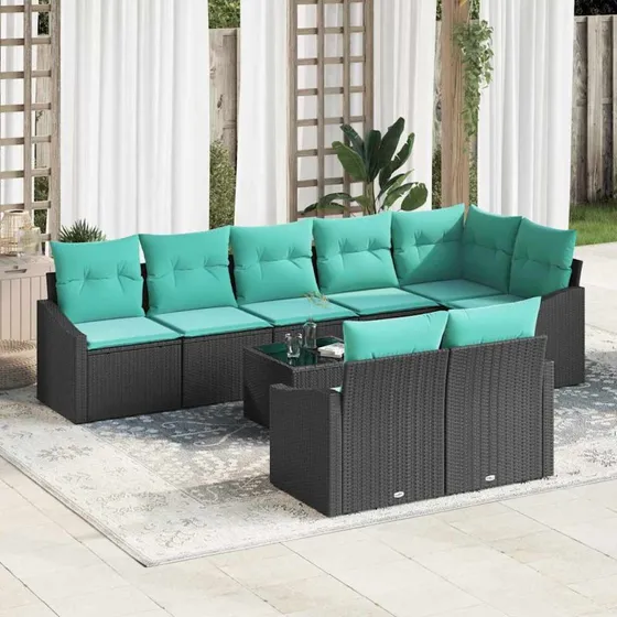 vidaXL Sofa Sæt 9 pcs Sort PolyRattan