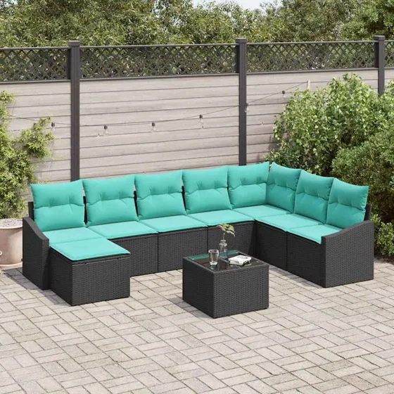 vidaXL Sofa Sæt 9 pc Sort Poly Rattan