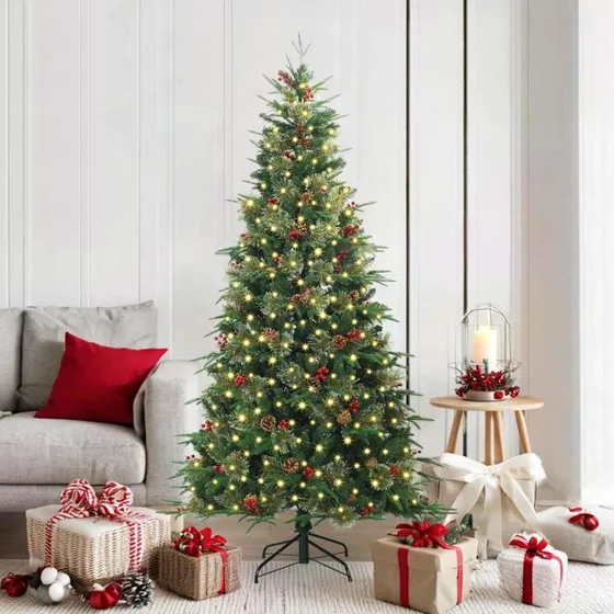 vidaXL Kunstigt Hinged Juletræ 180 cm Grøn med 300 LED