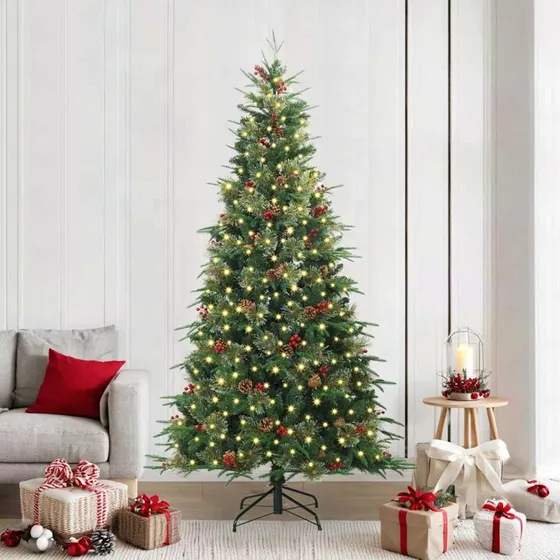 vidaXL Kunstigt Hinged Juletræ 240 cm Grønt med 300 LED