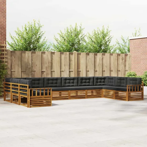 vidaXL Sofasæt 5 pcs Naturlig/Antracit Massivt Akacietræ