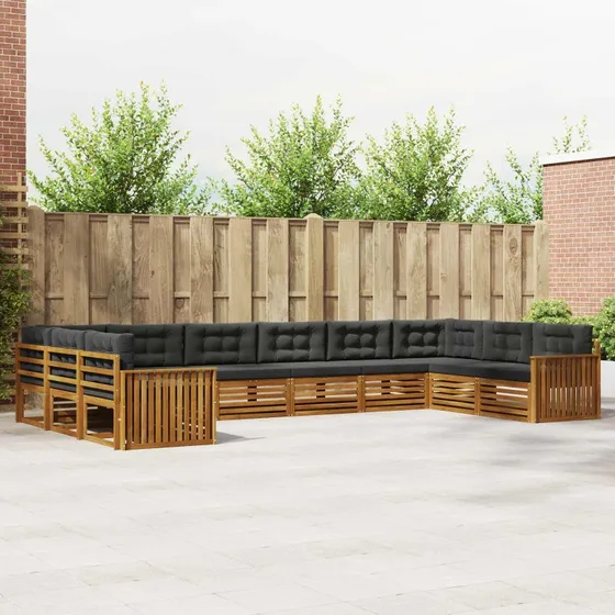 vidaXL Sofasæt 7 pcs Naturlig/Antracit Massivt Akacietræ