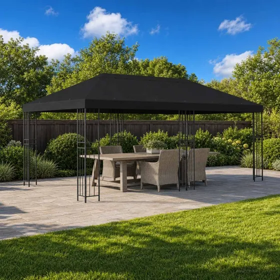 vidaXL Pavillon 6x3 m med mesh-sidetapper, sort