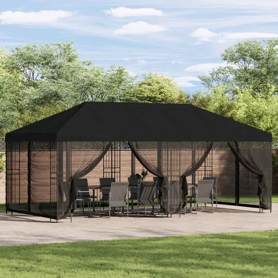 vidaXL Pavillon 6x3 m Sort Polyester og Stål 190
