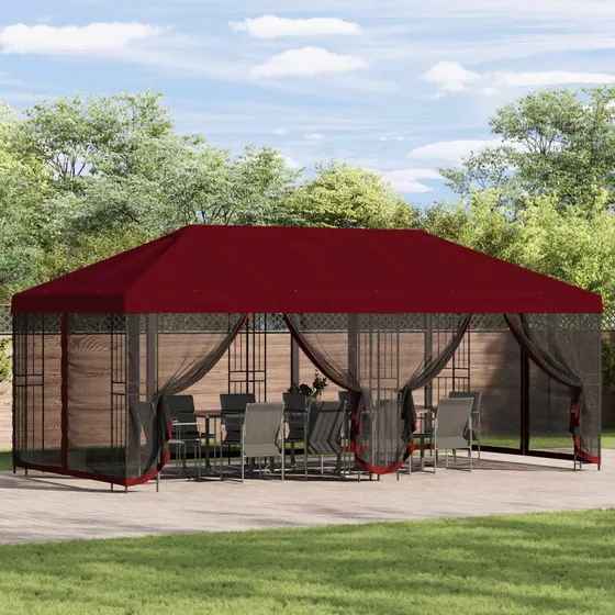 vidaXL Pavillon 6x3 m Bordeaux Polyester/Stål med netvægge